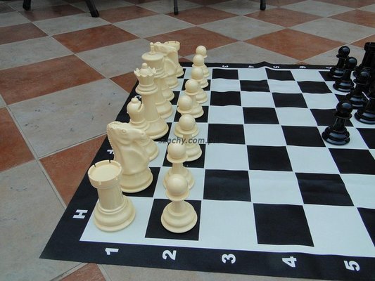 Szachy tarasowe stolikowe z tworzywa GC-8 - figury + szachownica (265,00)